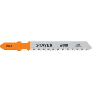 STAYER T119B, T-хвост., HCS сталь, по дереву/фанере/ДСП, шаг зуба 2 мм (12TPI), раб. длина 50 мм, 2 шт, полотна для лобзика, Professional (15988-2)