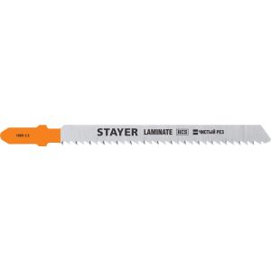 STAYER T101BR, 2 шт, 75 мм / 2.5 мм, T-хвост., HCS сталь, обратный рез по ламинату/фанере, полотна для лобзика, Professional (15991-2.5)