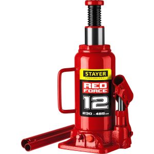 STAYER RED FORCE, 12 т, 230 - 465 мм, бутылочный гидравлический домкрат, Professional (43160-12)