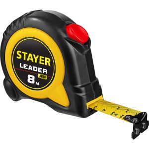 STAYER Leader, 8 м х 25 мм, рулетка с автостопом, Professional (3402-08-25)