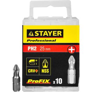 STAYER ProFix PH2 25 мм, 10 шт, набор бит, Professional (26201-2-25-10)