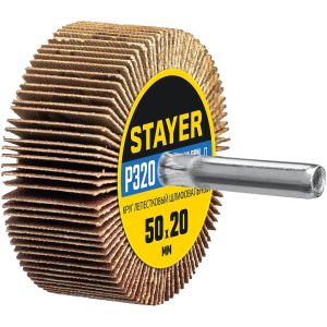 STAYER d 50 x 20 мм, P320, на шпильке d 6 мм, круг шлифовальный лепестковый (36607-320)