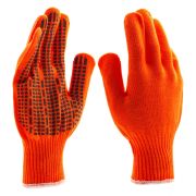 Перчатки трикотажные, акрил, ПВХ гель, «Протектор», оранжевый, оверлок Россия Сибртех