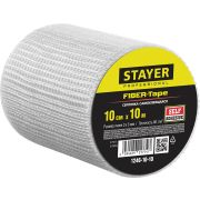 STAYER FIBER-Tape, 10 см х 10 м, 3 х 3 мм, самоклеящаяся серпянка, Professional (1246-10-10)