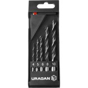 URAGAN 5 шт: 4-5-6-8-10 мм, набор спиральных сверл по дереву (29419-H5)