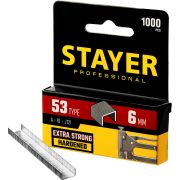 STAYER тип 53 (A/10/JT21), 6 мм, 1000 шт, калибр 23GA, скобы для степлера, Professional (3159-06)