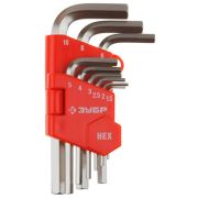ЗУБР 9 шт, набор коротких имбусовых ключей (27460-1)