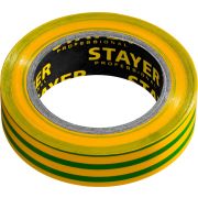 STAYER PROTECT-10, 15 мм х 10 м, 5 000 В, желто-зеленая, не поддерживает горение, изолента ПВХ, Professional (12291-S)