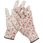 GRINDA L, бело-розовые, прозрачное PU покрытие, 13 класс вязки, садовые перчатки (11291-L)