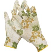 GRINDA M, бело-зеленые, прозрачное PU покрытие, 13 класс вязки, садовые перчатки (11293-M)