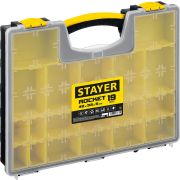 STAYER ROCKET-19, 420 x 330 x 50 мм, (16.5″), пластиковый органайзер с 19 съемными лотками (2-38032)