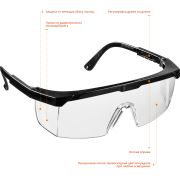 STAYER PRO-5, открытого типа, прозрачные, монолинза с дополнительной боковой защитой, защитные очки (2-110451)