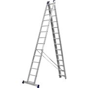 СИБИН 14 ступеней, со стабилизатором, алюминиевая, трехсекционная лестница (38833-14)