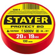 STAYER PROTECT-20, 19 мм х 20 м, 5 000 В, красная, изолента ПВХ, Professional (12292-R)
