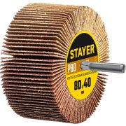 STAYER d 80 x 40 мм, P80, на шпильке d 6 мм, круг шлифовальный лепестковый (36609-080)