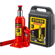STAYER RED FORCE, в кейсе, 3 т, 194 - 375 мм, бутылочный гидравлический домкрат, Professional (43160-3-K)