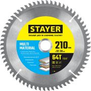 STAYER Multi Material, 210 х 32/30 мм, 64Т, супер чистый рез, пильный диск по алюминию (3685-210-32-64)