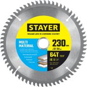 STAYER Multi Material, 230 х 32/30 мм, 64Т, супер чистый рез, пильный диск по алюминию и пластику (3685-230-32-64)