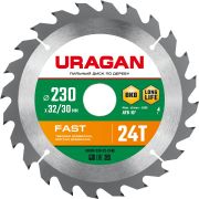 URAGAN Fast, 230 х 32/30 мм, 24Т, пильный диск по дереву (36800-230-32-24)