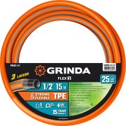 GRINDA FLEX 3, 1/2″, 15 м, 25 атм, из термоэластопласта, трёхслойный, армированный, гибкий, поливочный шланг, PROLine (429008-1/2-15)