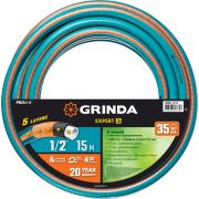GRINDA EXPERT 5, 1/2″, 15 м, 35 атм, пятислойный, плетёное армирование, поливочный шланг, PROLine (429007-1/2-15)